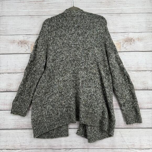 Lucky Brand Open Front Cardigan Sweater Womens Large Green Brown - Picture 2 of 10